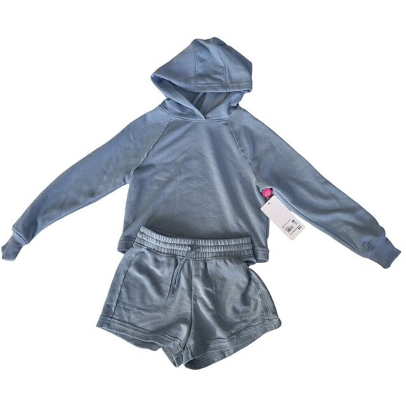 NWT 90 Degrees By Reflex Blue Girl's 2-Piece Hoodie and Short Set Medium (10) - Picture 3 of 9